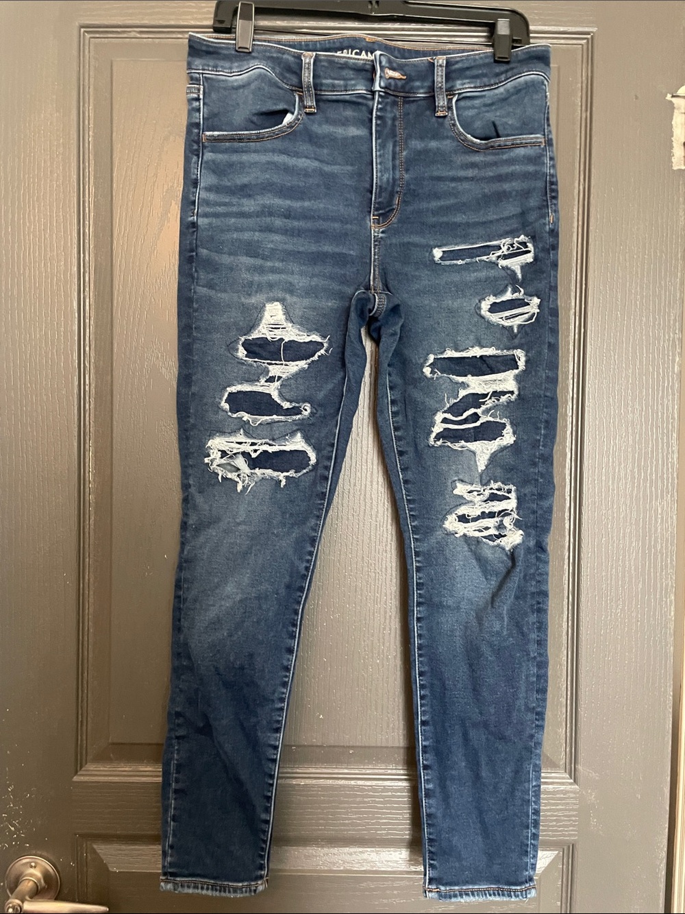 American Eagle Outfitters Dark Blue Distressed Jeggings